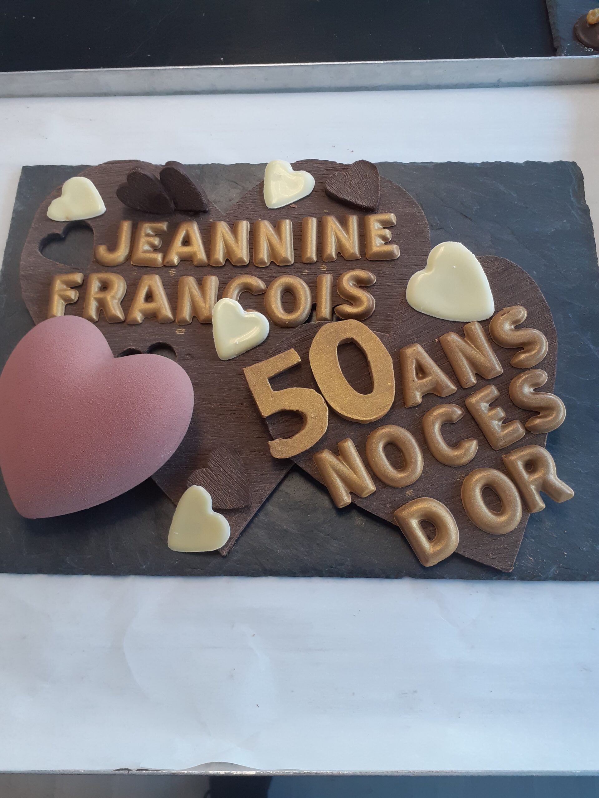 Pièce en chocolat personnalisée – Noces d’or