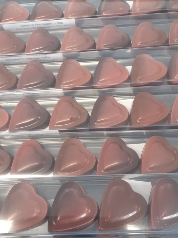 Cœurs chocolat – Caramel framboise